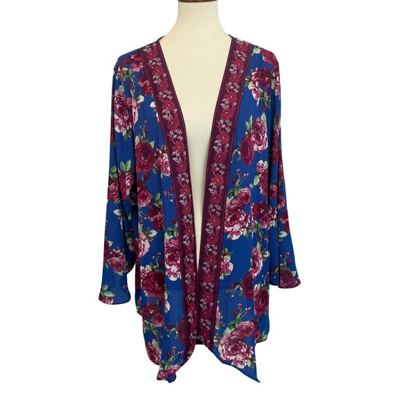 The Pioneer Woman Tops - NWT The Pioneer Woman Blue Floral Kimono Cardigan Open Front L/XL Boho‎
